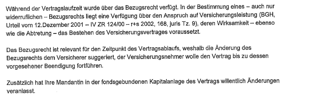 Ablehnung gemäß
BGH, Urteil vom 12. Dezember 2001 - IV ZR 124/00